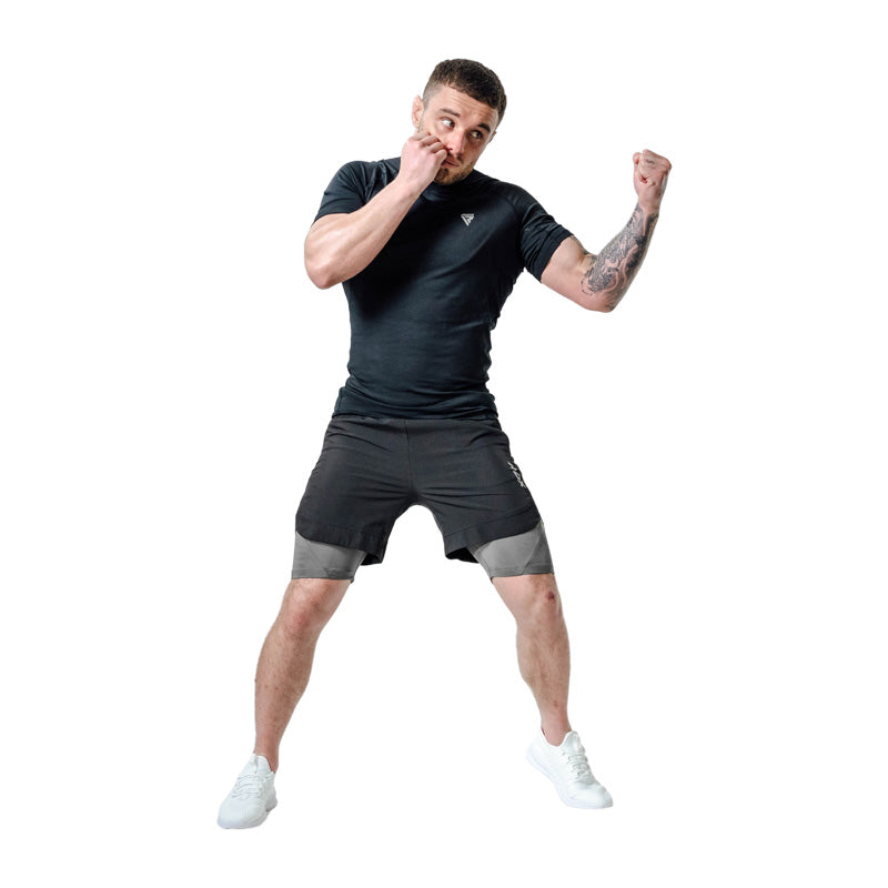 T16 2-in-1 Compression MMA Shorts #boja_crna