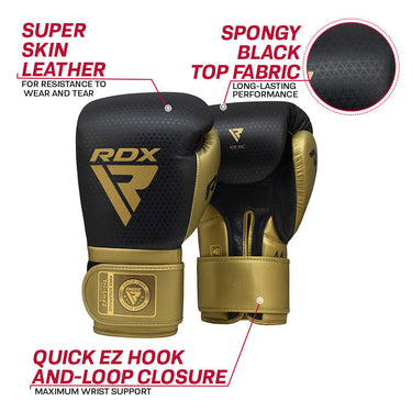 RDX L2 Mark Pro Sparring Boxing Gloves Hook and loop Black / Golden#boja_zlatna