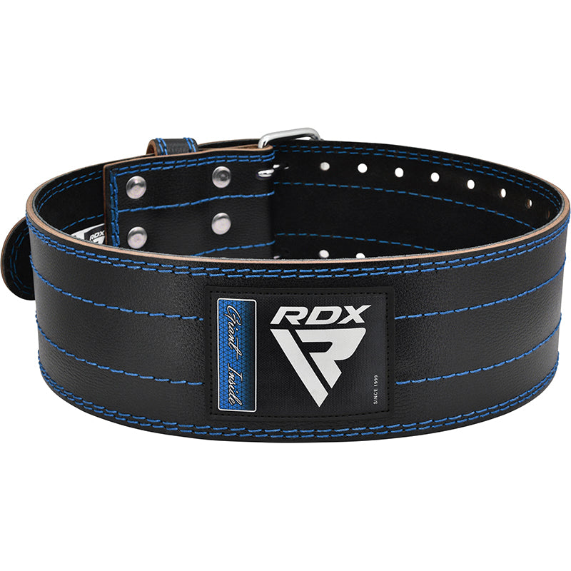 RDX RD1 4â€  Powerlifting Leather Gym Belt#color_blue
