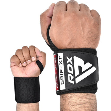 RDX W3 IPL USPA Approved Powerlifting Wrist Support Wraps with Thumb Loops OEKO-TEXÂ®Â Standard 100 certified#color_black