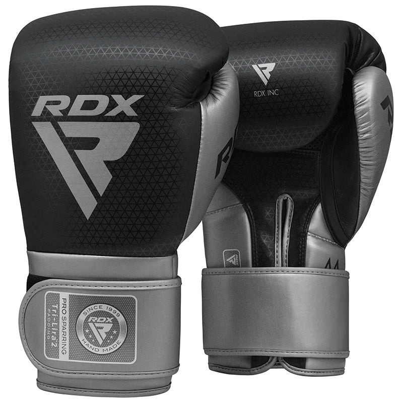 RDX L2 Mark Pro Sparring Boxing Gloves Hook and loop Black / Golden#boja_srebrna